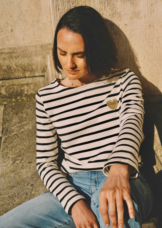 Sailor top with heart embroidery