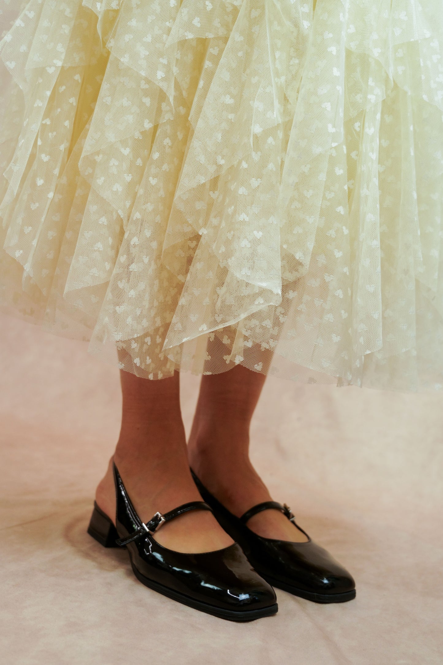 Tulle skirt with heart pattern