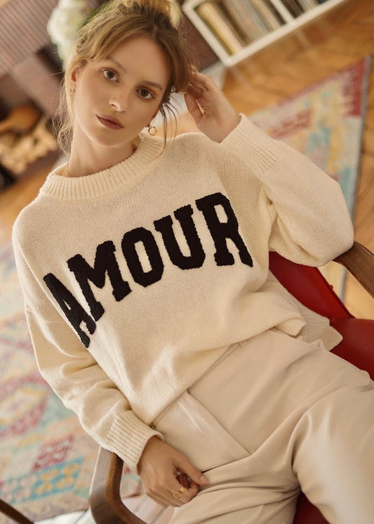 “AMOUR” embroidery sweater