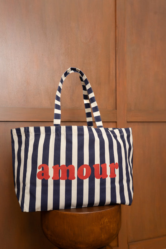 TOTE BAG AMOUR À RAYURES