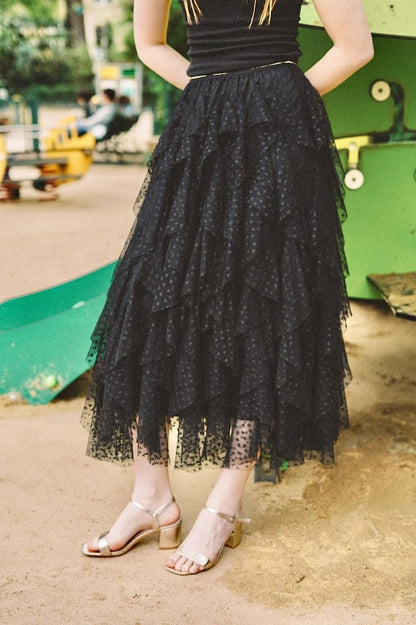 Tulle skirt with heart pattern