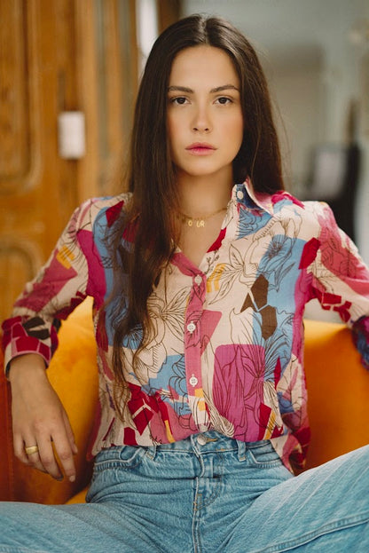 Clélia printed shirt - Blue 