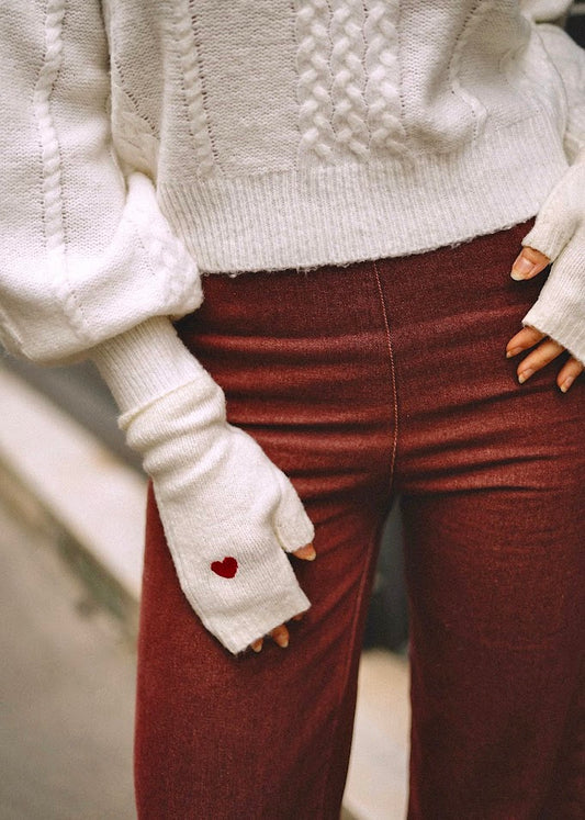 Mittens with embroidered heart