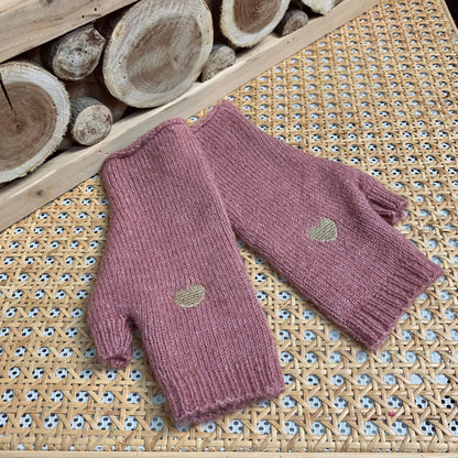 Mittens with embroidered heart