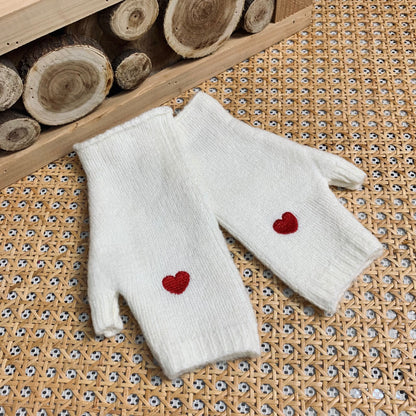 Mittens with embroidered heart