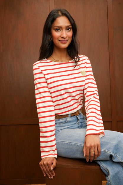 HEART STRIPED T-SHIRT
