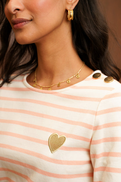 HEART STRIPED T-SHIRT