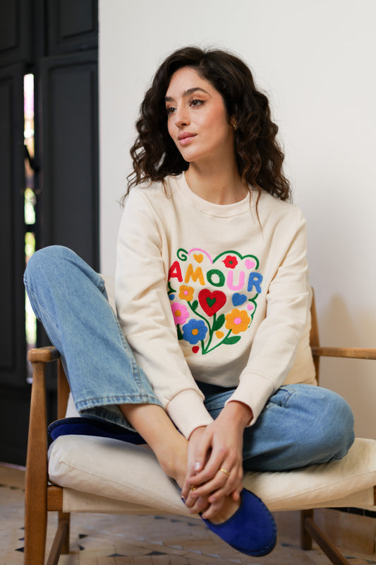 SWEAT AMOUR FLEURI