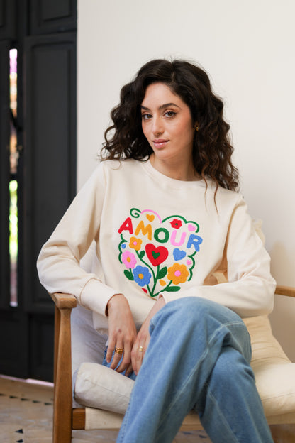 SWEAT AMOUR FLEURI
