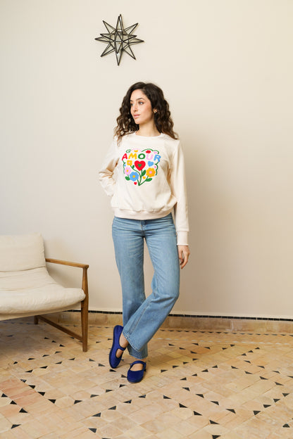 SWEAT AMOUR FLEURI