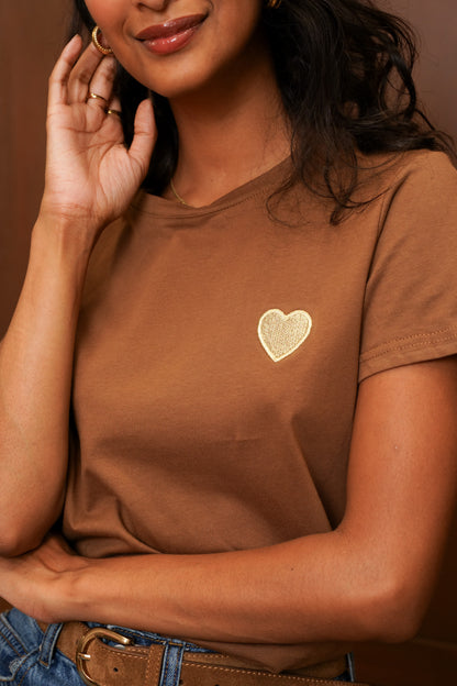 “HEART” embroidery T-shirt