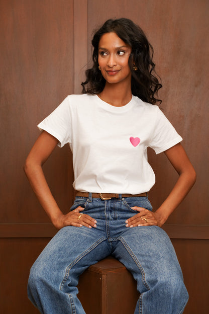 “HEART” embroidery T-shirt