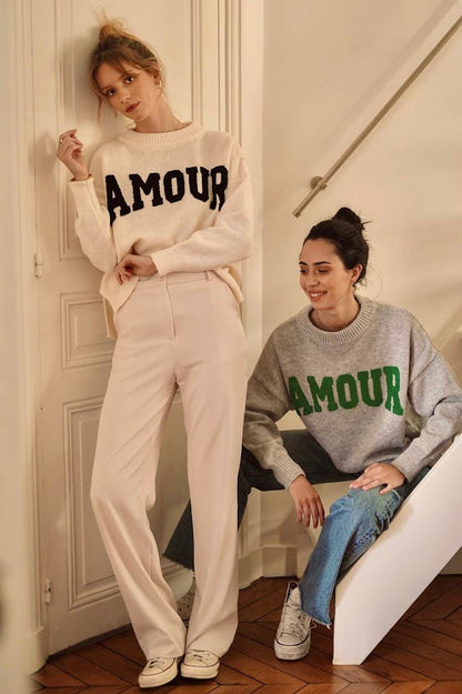 “AMOUR” embroidery sweater