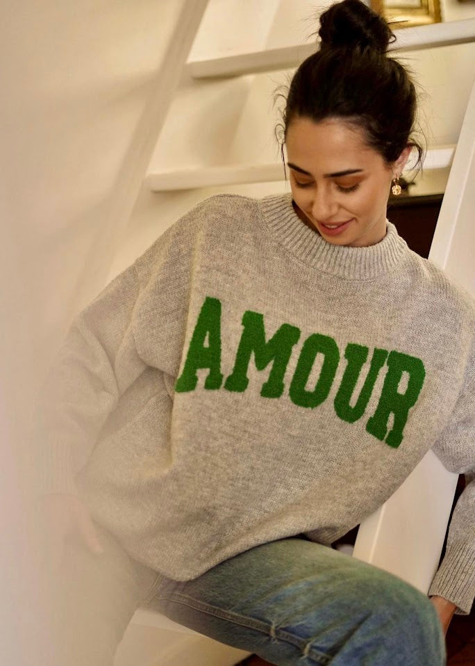 “AMOUR” embroidery sweater