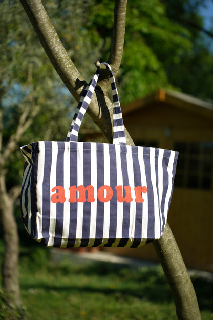 TOTE BAG AMOUR À RAYURES