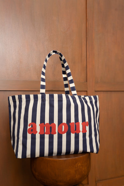 TOTE BAG AMOUR À RAYURES