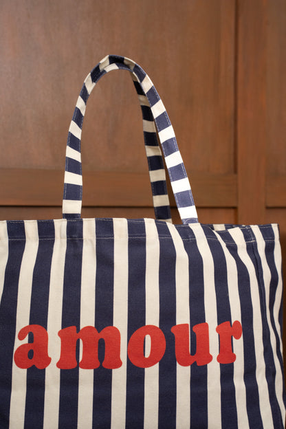 TOTE BAG AMOUR À RAYURES