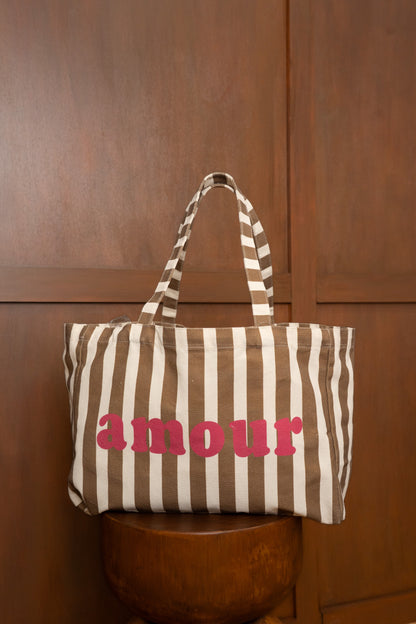 TOTE BAG AMOUR À RAYURES
