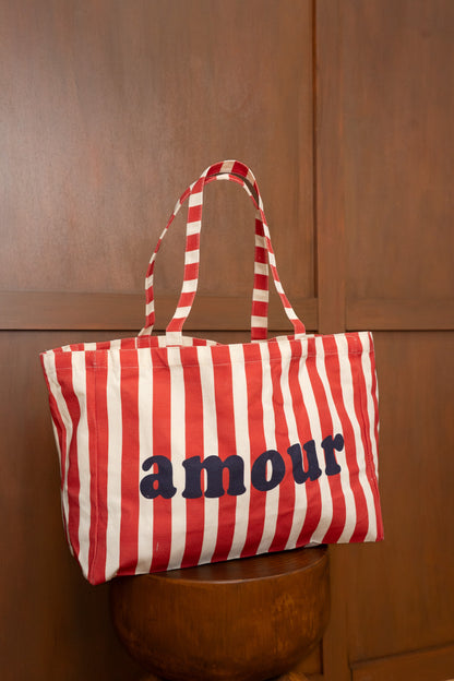 TOTE BAG AMOUR À RAYURES