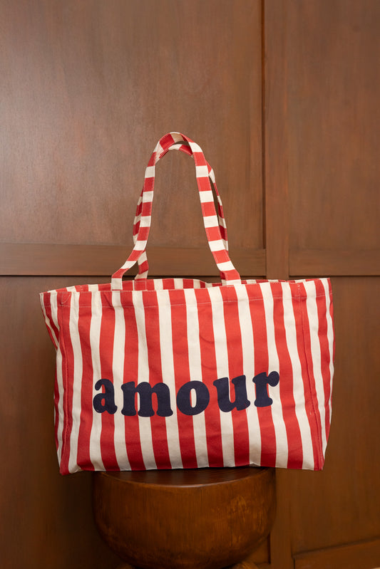TOTE BAG AMOUR À RAYURES