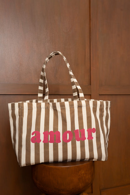 TOTE BAG AMOUR À RAYURES