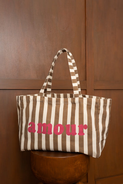TOTE BAG AMOUR À RAYURES