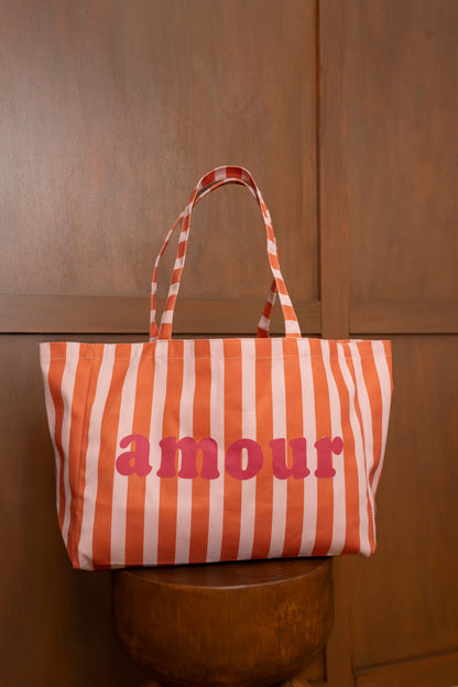 TOTE BAG AMOUR À RAYURES