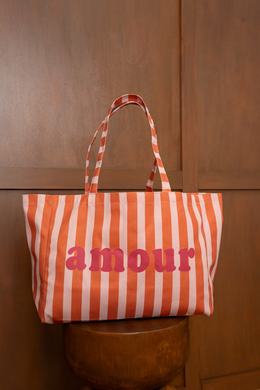 TOTE BAG AMOUR À RAYURES