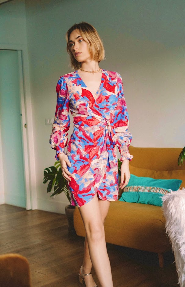 Printed wrap dress