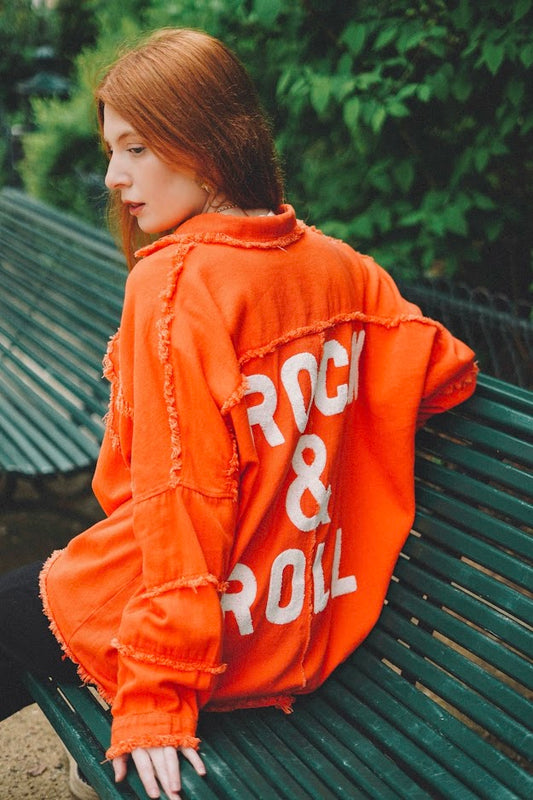 “ROCK&amp;ROLL” oversized jacket