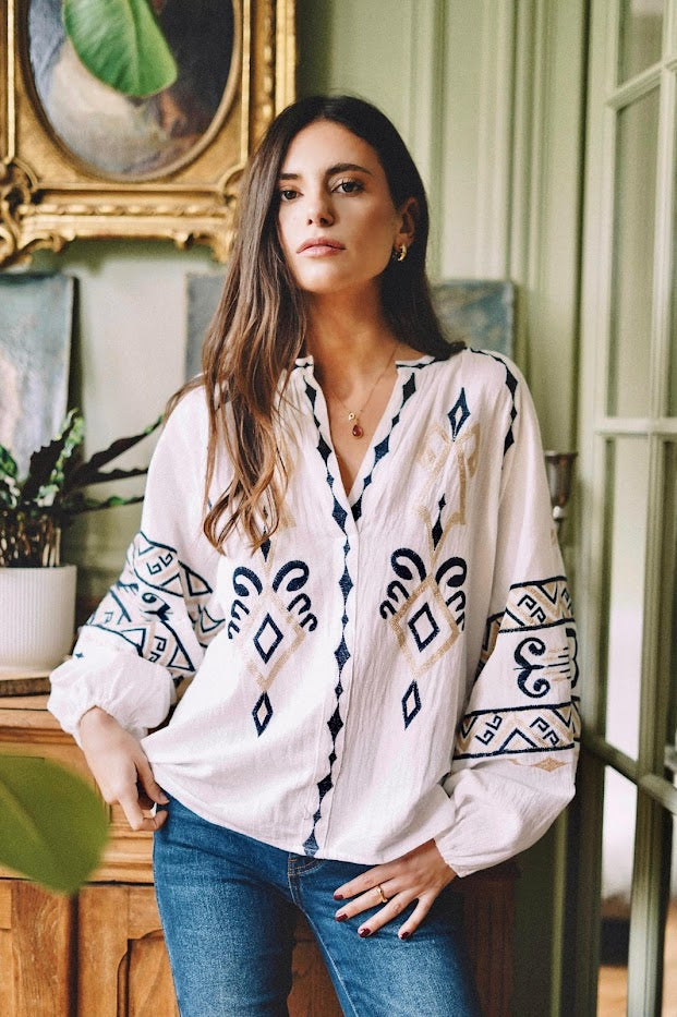 Blouse avec broderie Clélia