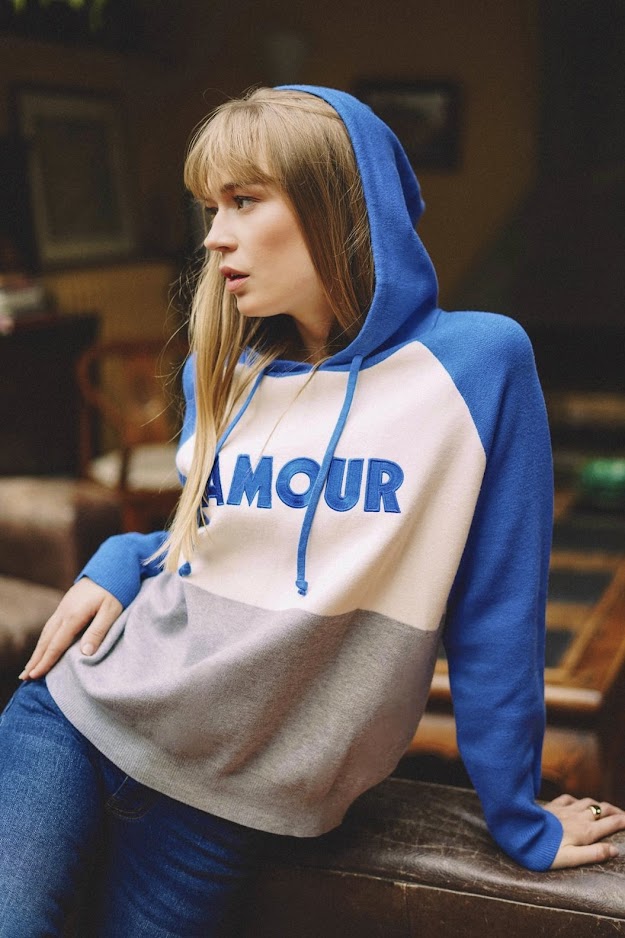 Hooded knit sweatshirt