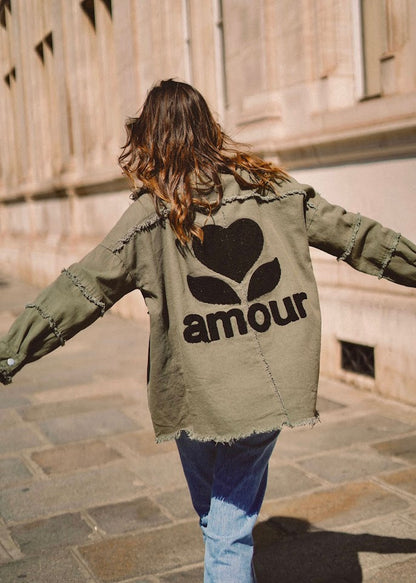 Oversized jacket with “AMOUR” embroidery